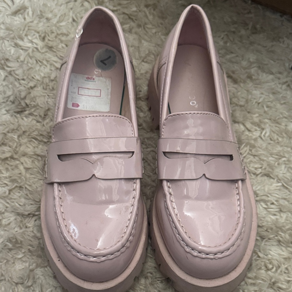 BAMBOO Light Pink Patent Loafers